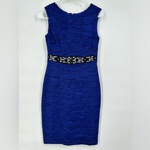 Petite Ruched Satin and Jeweled Dress